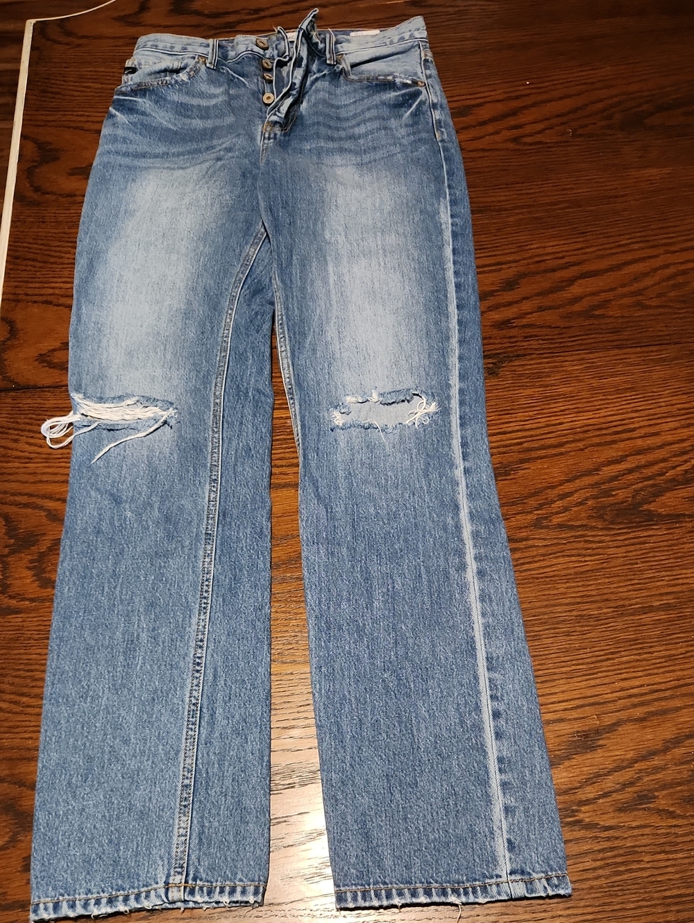 KanCan Light Blue Distressed Straight Leg Jeans